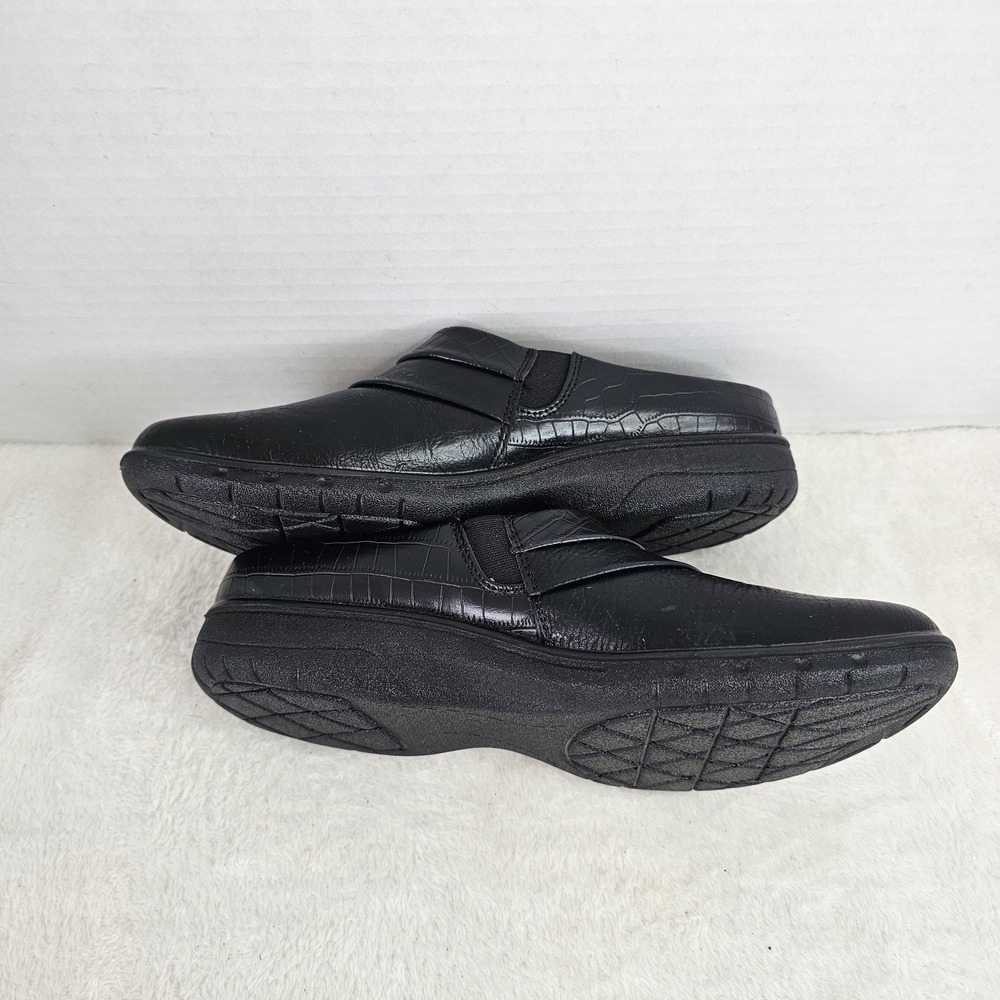 Easy Street Clog Casual Shoes Black Women's 8.5M Leather Slip-On - Picture 5 of 8